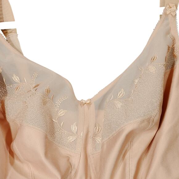Glamorise Bra‎ sz 42 I Wirefree Comfort Straps Beige Tan Full Women Floral - Picture 5 of 9